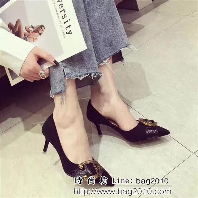 DIOR迪奧 頂級原單貨 2018秋冬新款 進口羊猄 高跟單鞋 QZS1433